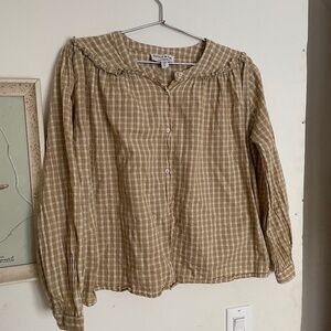 Emile et ida plaid ruffle blouse